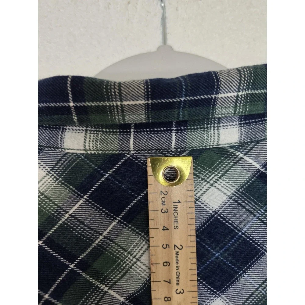Lucky Brand Shirt Mens 2XL Blue Plaid Long Sleeve Snap Western Flannel Stretch